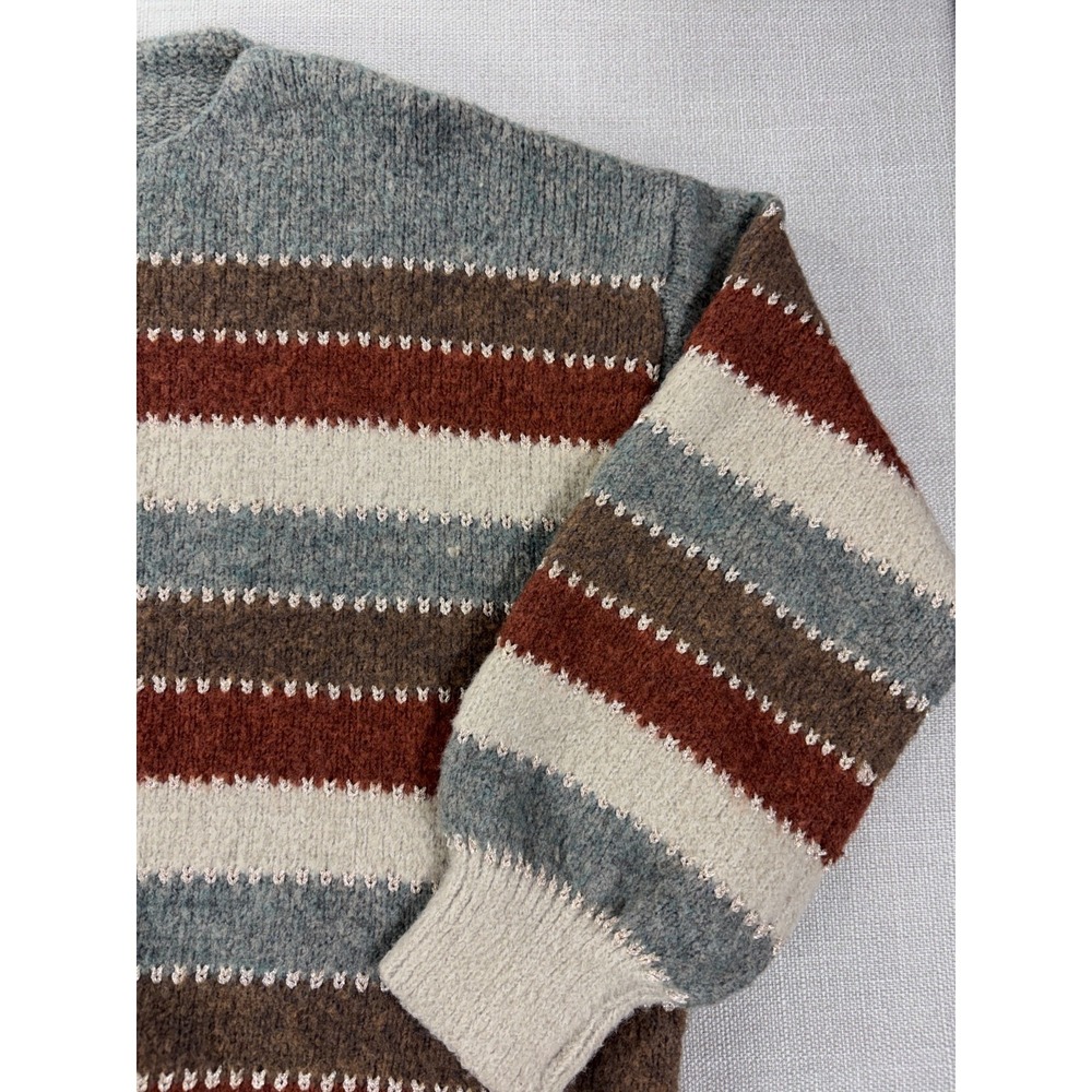Davi & Dani Women's Knit Sweater Gray Brown Cream Striped Size Small - Picture 5 of 16